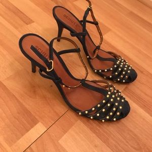 Schutz studded kitten heel
